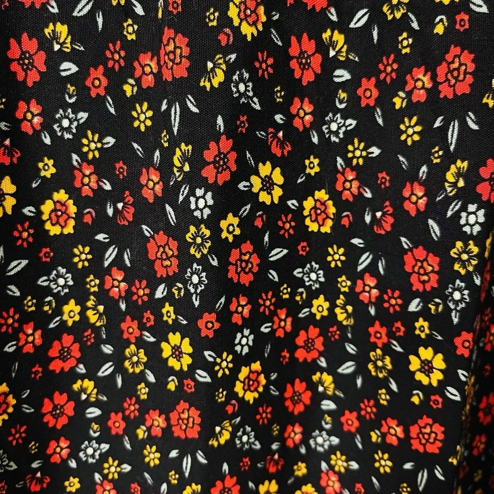 Dark Boho Maxi Floral Strap Dress Black‎ Smocked Multicolor Whimsygoth Size L